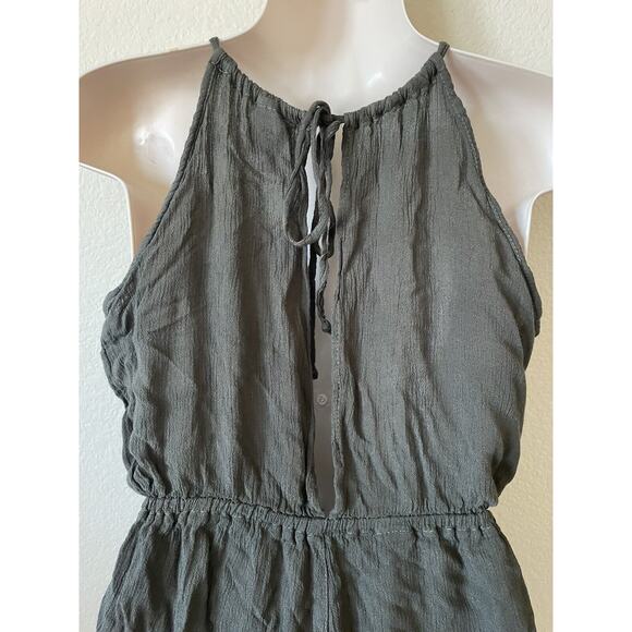 H&M Olive Green Square Neck Halter Sleeveless Open Back Women's Romper Size 6 - Picture 6 of 7